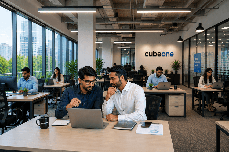 CubeOne team collaborating on site